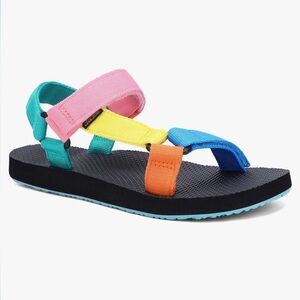 ALEADER Rainbow Colorful Velcro Strapped Sandals NWOT